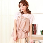 ZOO - Knit Panel Dotted Top with Necklace