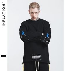 Newin - Tie-Accent Lettering Mock Two-Piece Pullover Newin - Tie-Accent Lettering Mock Two-Piece Pullover