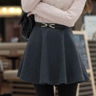 Wool Blend A-Line Miniskirt