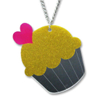 Sweet & Co. - XL Glitter Yellow Cupcake Mirror Long Necklace