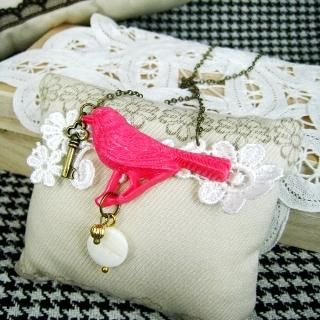 Pink Sweet Candy Bird Necklace