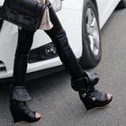 Grace Candy - Zip-Accent Open-Toe Boots
