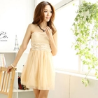 Tokyo Fashion - Strapless Beaded Tulle-Overlay Minidress