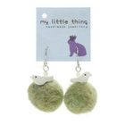 MyLittleThing - Green Felt Wool Ball Ball Bird Earrings