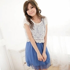 eFashion - Set: Sleeveless Chiffon Dress + Crocheted Top