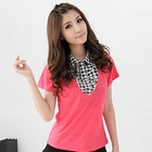 RingBear - Inset Shirt Neck Short-Sleeve Top