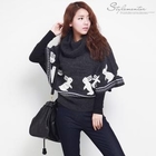 Stylementor - Rabbit Print Cowl-Neck Knit Top