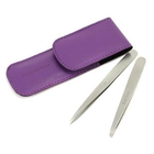Tweezerman - Petite Tweeze Set: Slant Tweezer + Point Tweezer - (With Lavendar Leather Case) Tweezerman - Petite Tweeze Set: Slant Tweezer + Point Tweezer - (With Lavendar Leather Case)