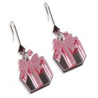 Sweet & Co. - Glitter Pink Present Dangle Silver Earrings