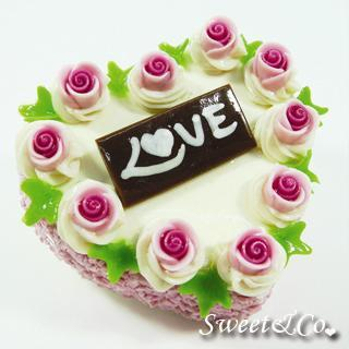 XL Handmade Purple Rose Love Heart Cake Pin