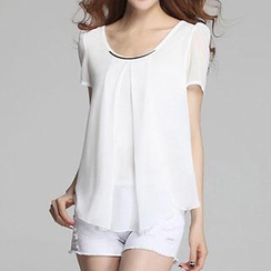 Eloqueen - Scoopneck Chiffon Blouse Eloqueen - Scoopneck Chiffon Blouse