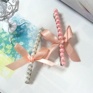 Faux-Pearl with Bow Hairpin