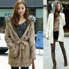 ROBEIN - Hooded Cable-Knit Cardigan with Belt