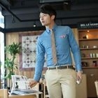 VINTAGE BROTHERS - Contrast-Trim Long-Sleeve Denim Shirt