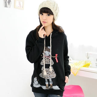 Girl Print Hooded Pullover Girl Print Hooded Pullover