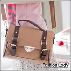 Fashion Lady - Buckled Flap Crossbody Bag