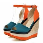 Grace Candy - Contrast-Color Espadrille Wedges