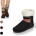Holly Shoes - Knit Trim Faux-Suede Boots