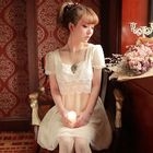 Little Paw - Lace-Trim Dotted Chiffon Dress