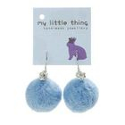 MyLittleThing - Blue Felt Wool Ball Ball Stone Earrings