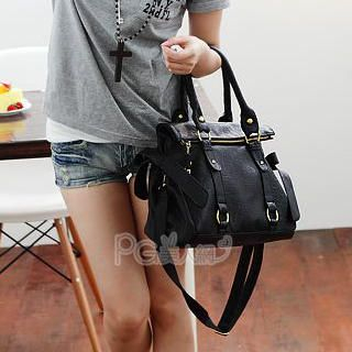 Bow-Accent Zip Satchel