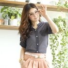 Tokyo Fashion - Tab-Sleeve Dotted Chiffon Blouse