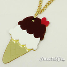 Sweet & Co. - Chocolate Mirror Ice-Cream Gold Necklace