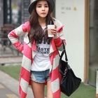 REDOPIN - Hooded Stripe Long Cardigan