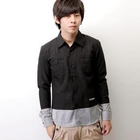 SeventyAge - Striped-Hem Long Sleeve Shirt