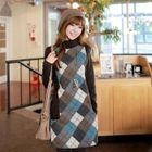 CLICK - Mock Two-Piece Argyle Jumper Sweater Dress
