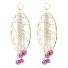 Keleo - 18K White & Yellow Gold Dangling Earrings with Colorstones