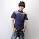 SeventyAge - Plaid-Panel Short-Sleeve Shirt