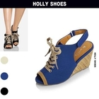 Holly Shoes - Lace-Up Slingback Wedges