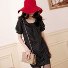 Tokyo Fashion - Short-Sleeve Bow-Accent Dotted Tunic