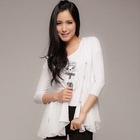 Ringnor - Chiffon Hem Button-Front Cardigan