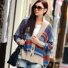 SOHO Central - Wood-Button Printed Oversized Cardigan