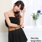 Cherry Story - Set: Lace-Layered Strapless Dress + Belt