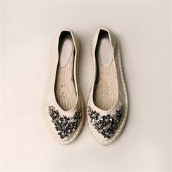 Wifky - Rhinestone Espadrille Flats Wifky - Rhinestone Espadrille Flats