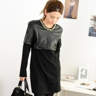 59th Street - Inset Faux-Leather Top Dress (Belt not Included)