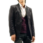 Purplow - Leather Patch One-Button Velvet Blazer