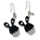 Sweet & Co. - Sweet Black Bunny Cupcake of Heart Swarovski Crystal Dangle Earrings