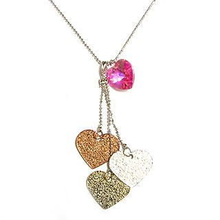 'Hearts-in-Motion' - Pink Lovers Necklace with Swarovski Crystals 'Hearts-in-Motion' - Pink Lovers Necklace with Swarovski Crystals