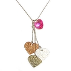6thJune - 'Hearts-in-Motion' - Pink Lovers Necklace with Swarovski Crystals