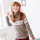 Tokyo Fashion - Turtleneck Snowflake-Print Sweater
