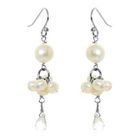 Keleo - Silver clear quartz, pearl earrings