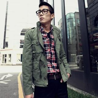 Inset Hooded Military Jacket