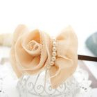 Fit-to-Kill - Chiffon Bow Flower With Pearl Hairpin -Yellow