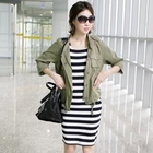 pinkdiamond - Funnel-Neck 3/4-Sleeve Jacket