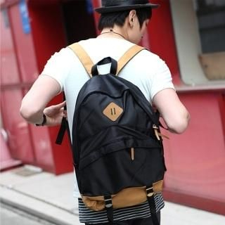 Faux-Suede Trim Backpack