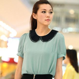 59 Seconds - Peter-Pan Collar Chiffon Top 59 Seconds - Peter-Pan Collar Chiffon Top